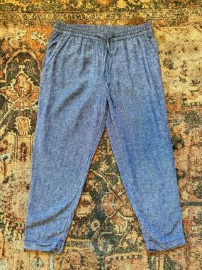 Old Navy Blue Linen Wide-Leg Drawstring Pants